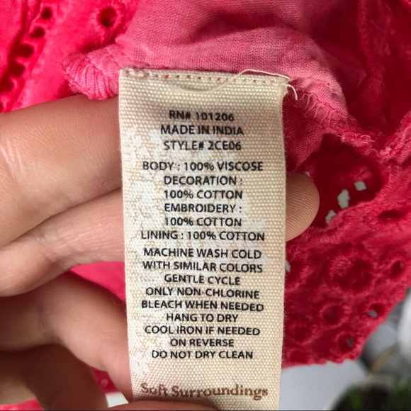 Soft Surroundings Deidre Tunic Top Pink Floral Embroidered Size M Casual Knit - Picture 3 of 7